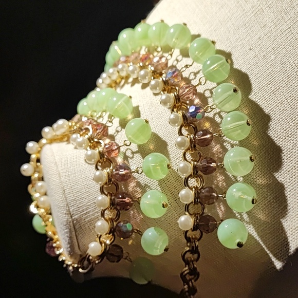 Set of Faux Jade Beads Pearls Bracelet and Necklace Vintage Amethyst Purple EUC - Picture 14 of 15